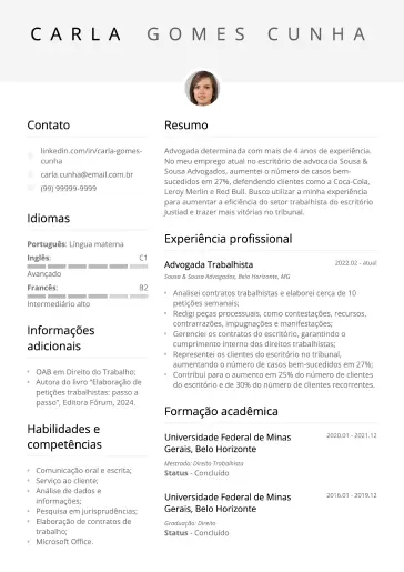 Modelo de currículo por profissão