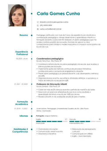 Modelo de currículo por profissão