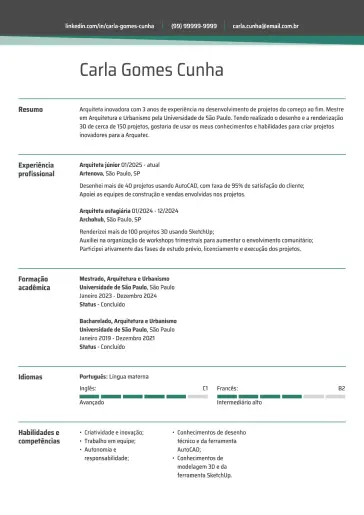 Modelo de currículo por profissão