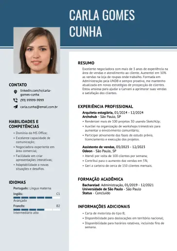 Modelo de currículo por profissão