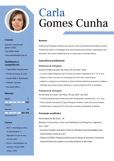 Modelo de currículo profissional