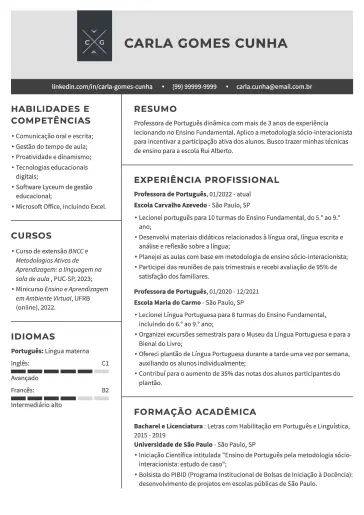 Modelo de currículo profissional
