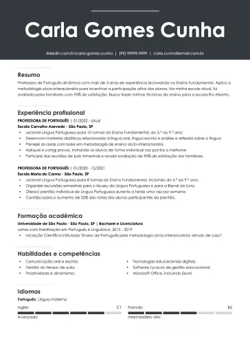 Modelo de currículo profissional