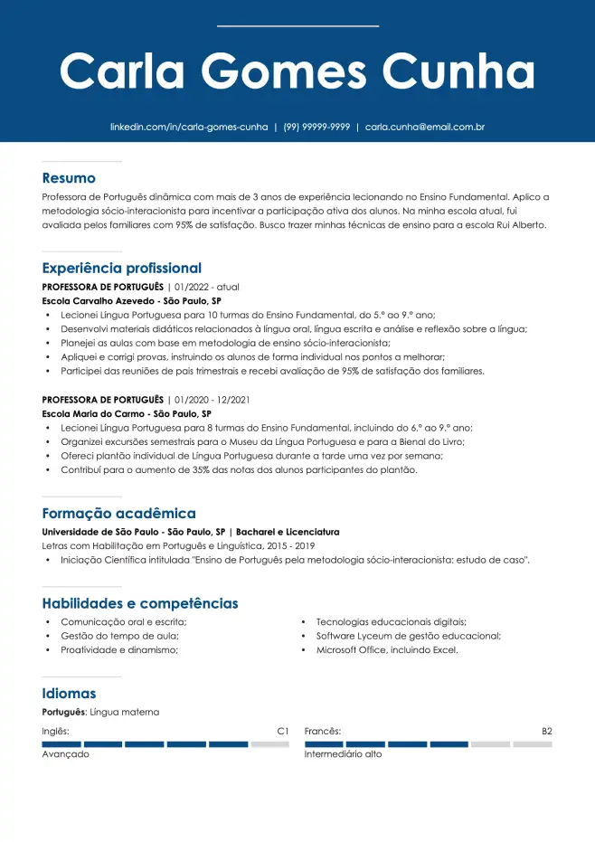 Modelo de CV profissional