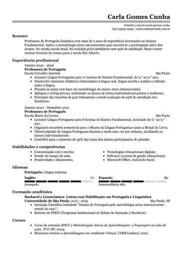 Modelo de currículo simples