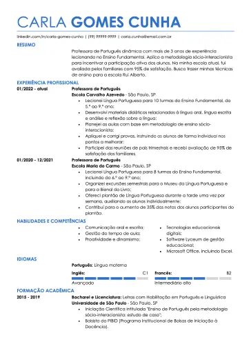 Modelo de currículo simples
