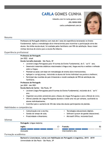 Modelo de currículo simples