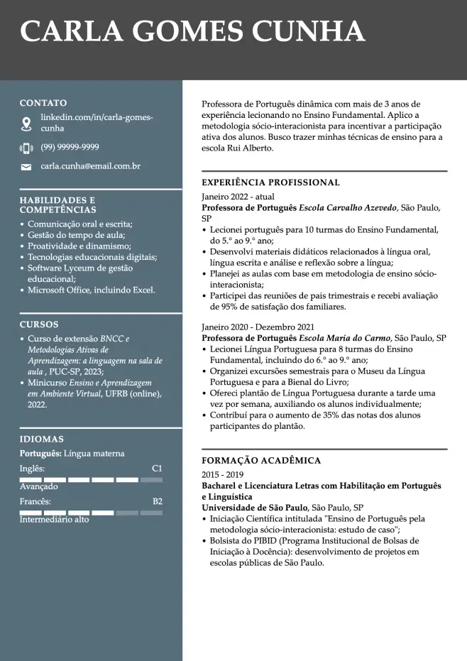 Modelo de CV simples