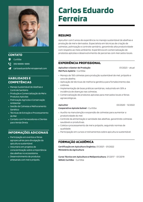 modelo de currículo para apicultor