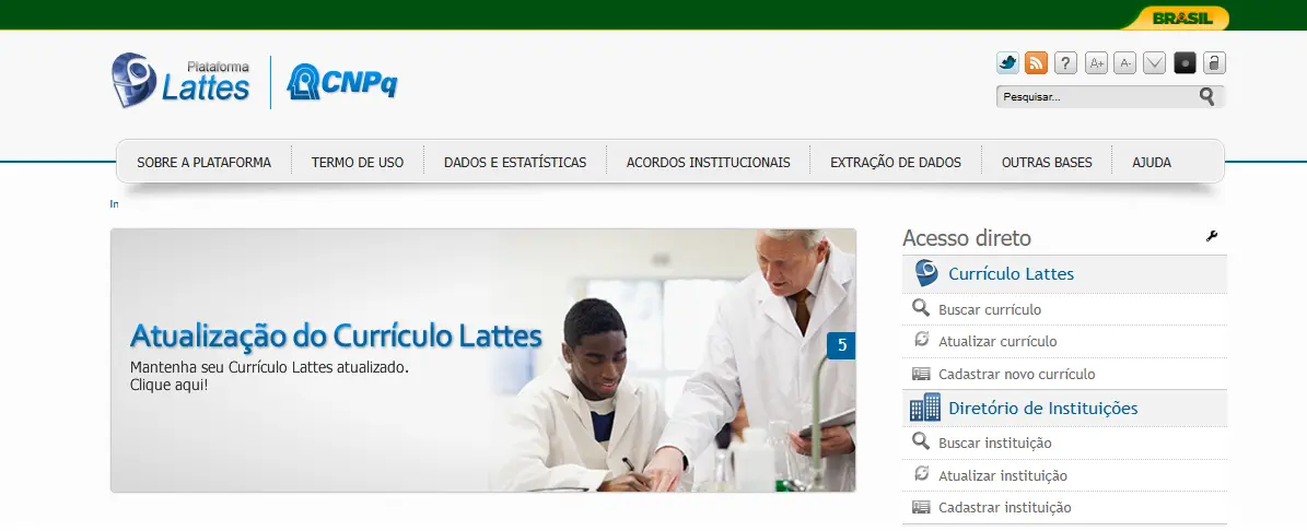 página do CNPq para atualizar o Lattes