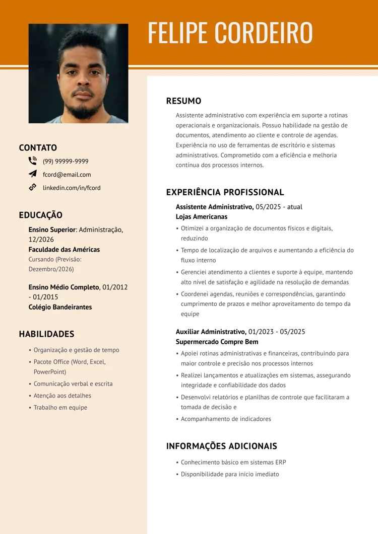 Currículo básico com foto