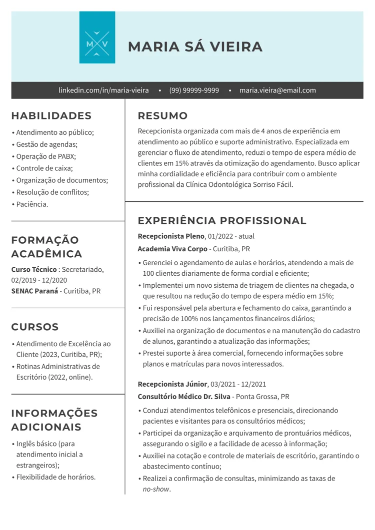currículo online básico