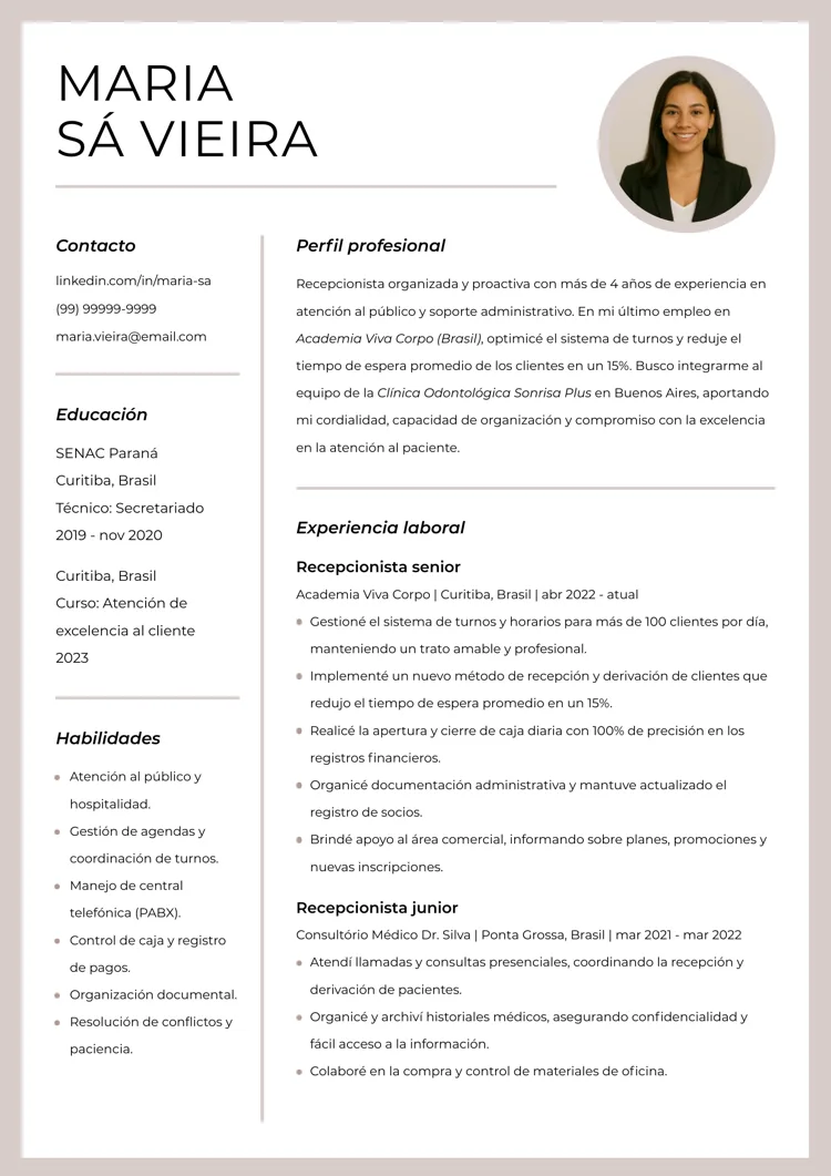 curriculum vitae básico para Argentina