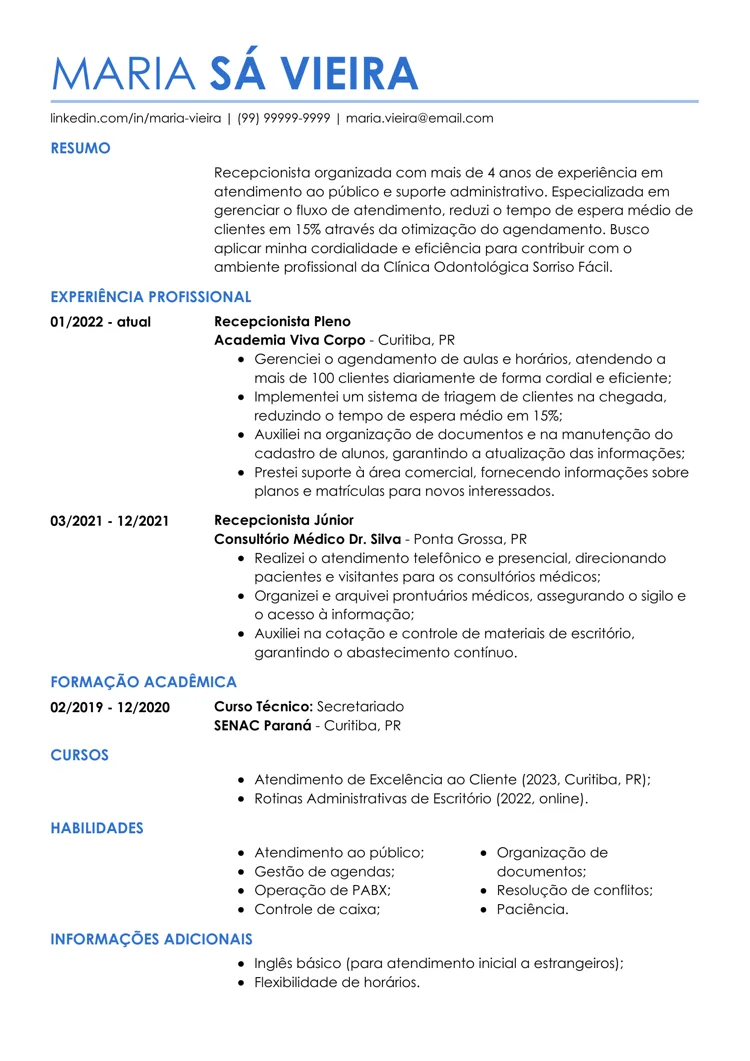 currículo básico e simples