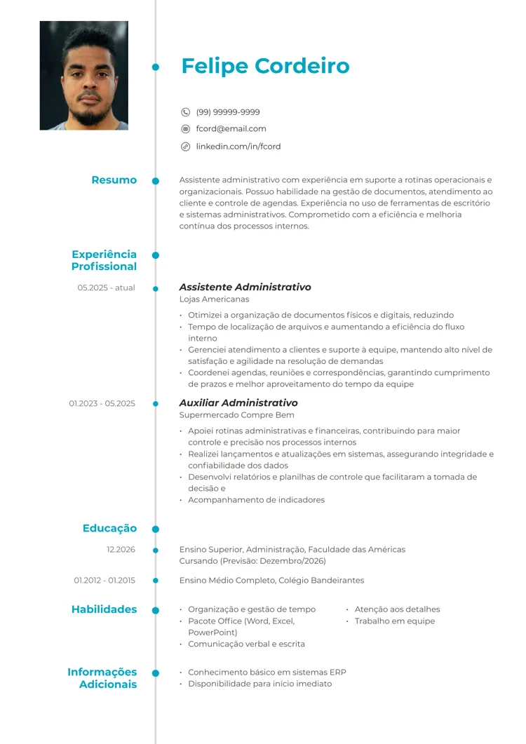 Exemplo de CV básico com linha do tempo