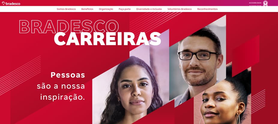 Página inicial do site Bradesco Trabalhe Conosco