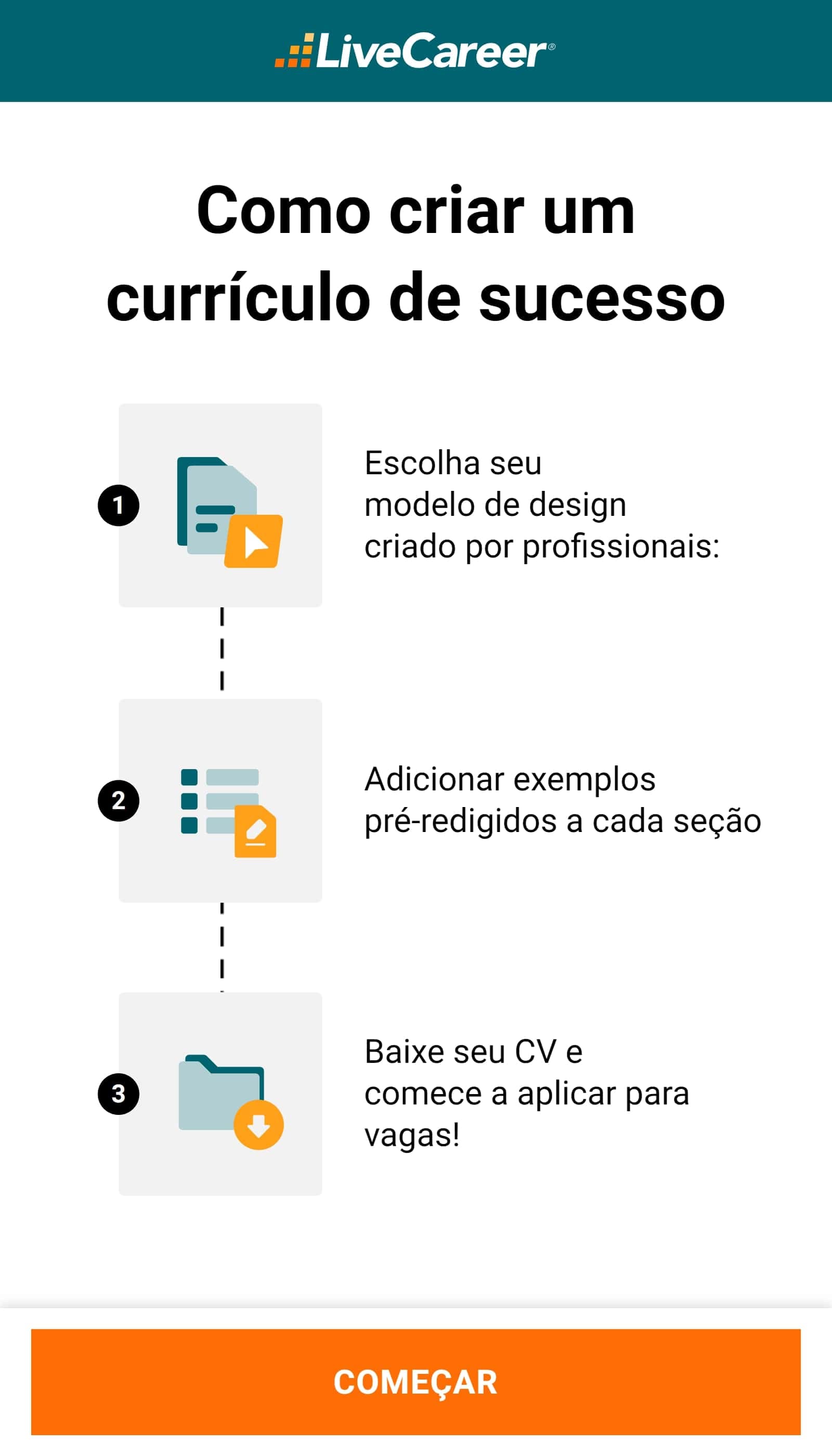 fazer currículo pelo celular na LiveCareer