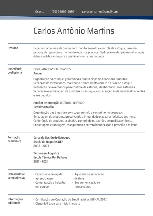 exemplo de currículo para a Coca-Cola feito no gerador da LiveCareer