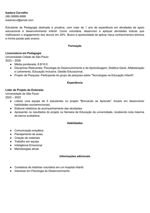 exemplo de CV com foto do gerador da LiveCareer