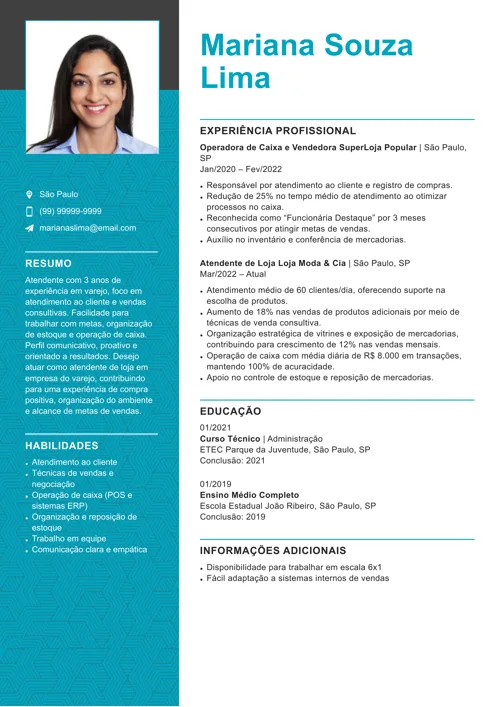 modelo de curriculo do gerador da LiveCareer