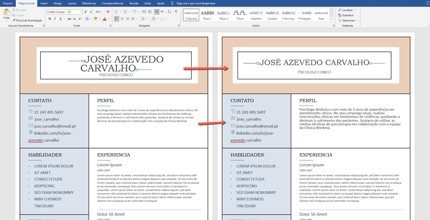 Reformate o currículo Word