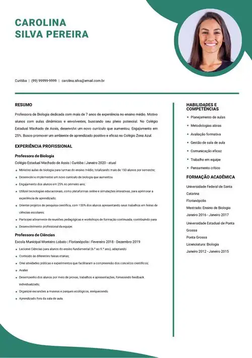 modelo de currículo cronológico