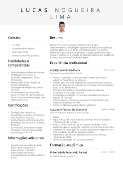 Exemplo de currículo de economista