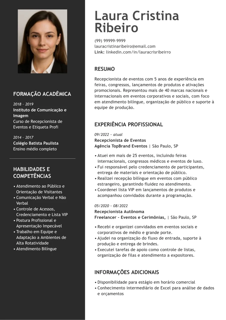 currículo com foto compatível com Word