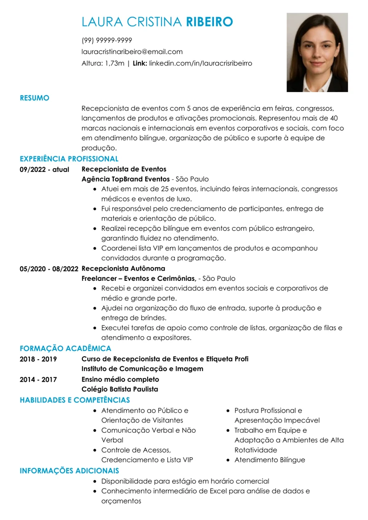 Modelo de CV com foto para Word