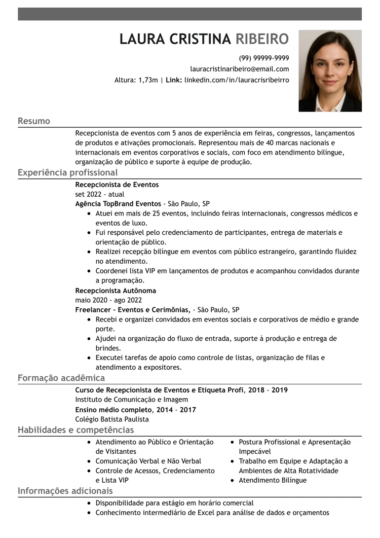 CV com foto compatível com Word