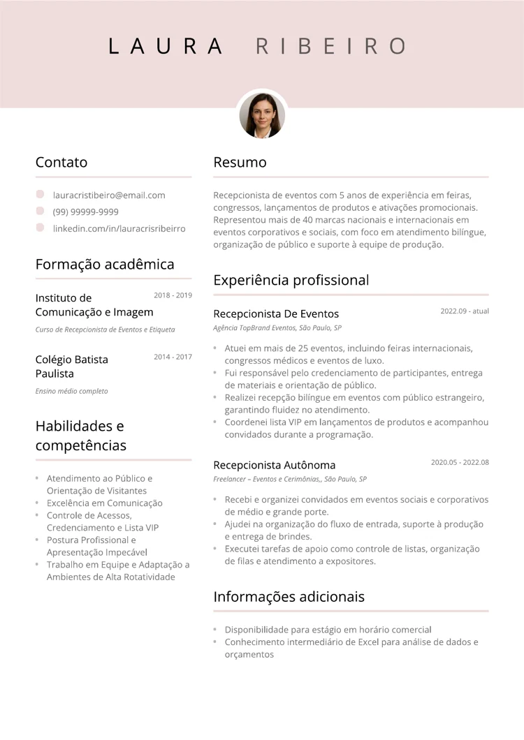 CV com foto modelo “Delicado”