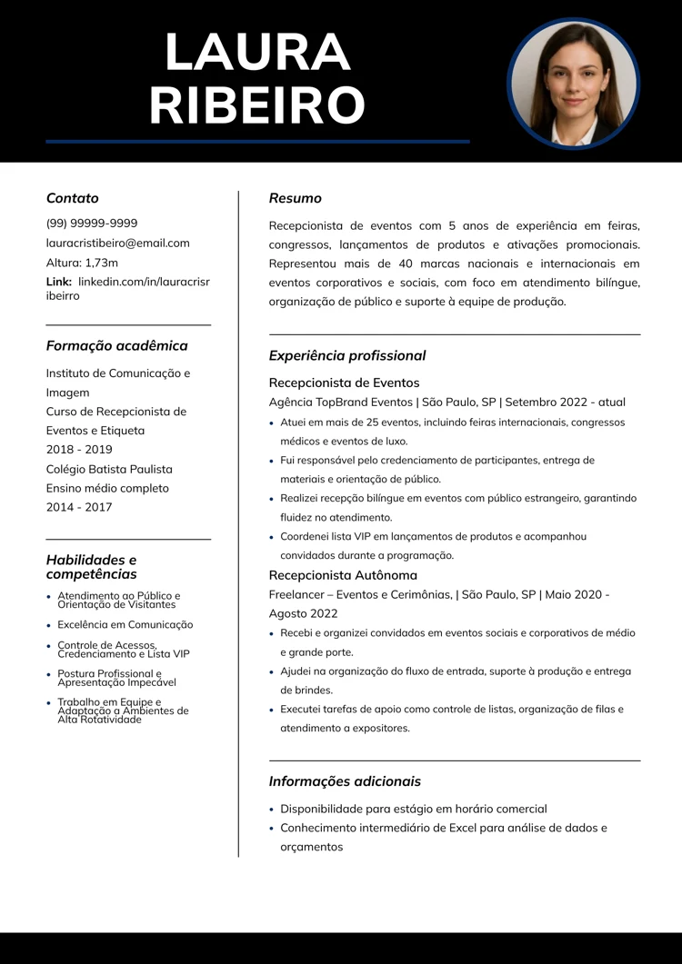 Currículo com foto para preencher no Word