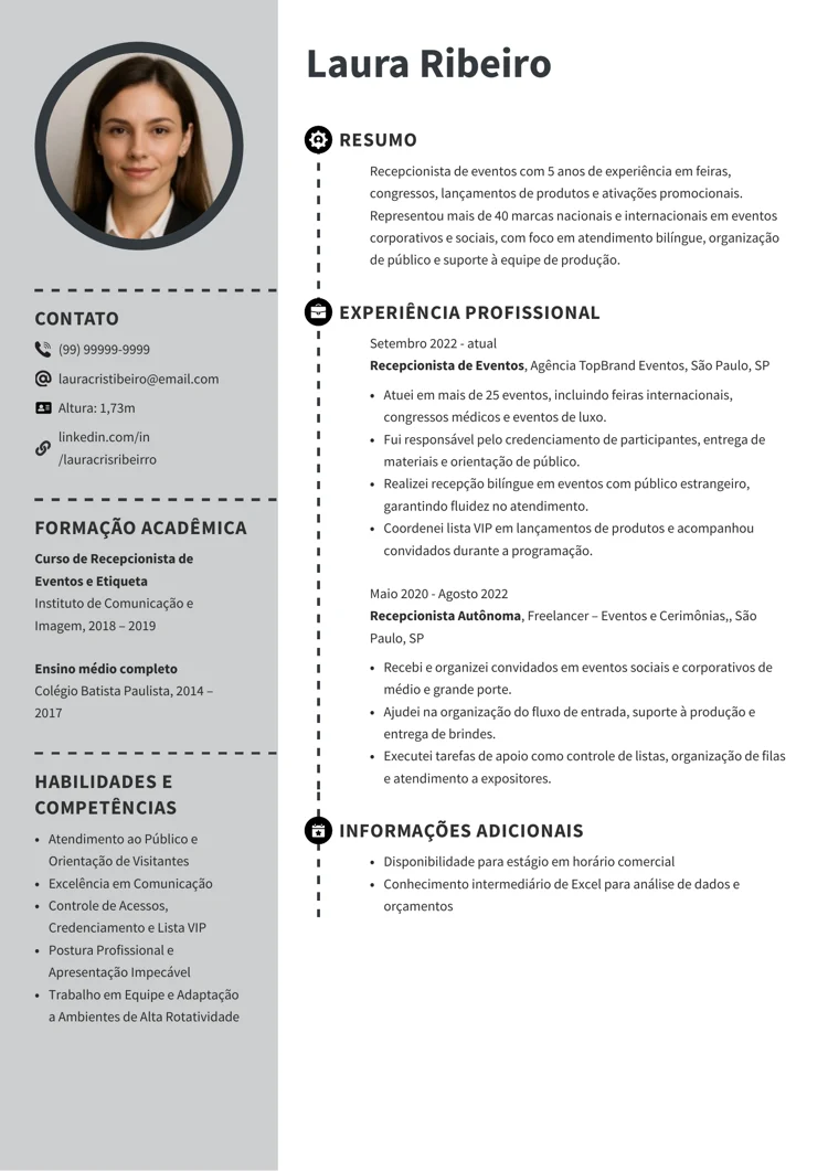 Modelo de currículo com foto para Word