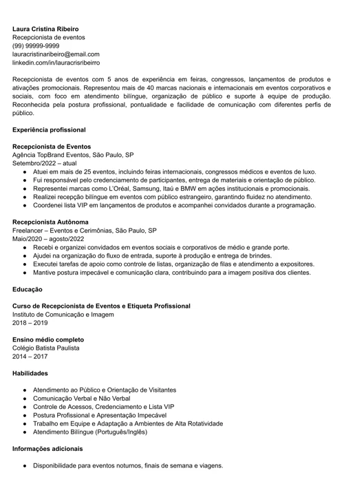 modelo de currículo com foto compatível com Word