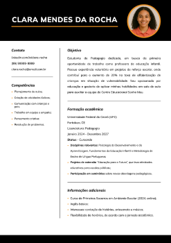  Exemplo de currículo de pedagoga