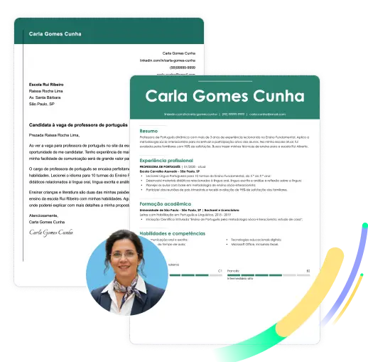 Currículo e carta de apresentação combinando
