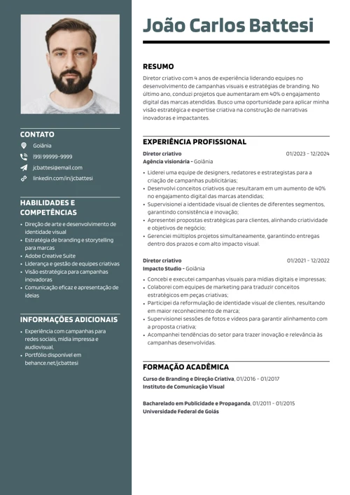 modelo de currículo para diretor criativo