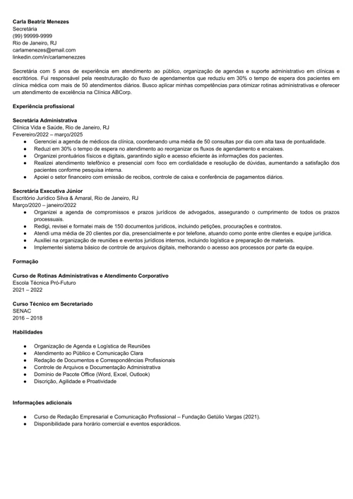 modelo de currículo com endereço