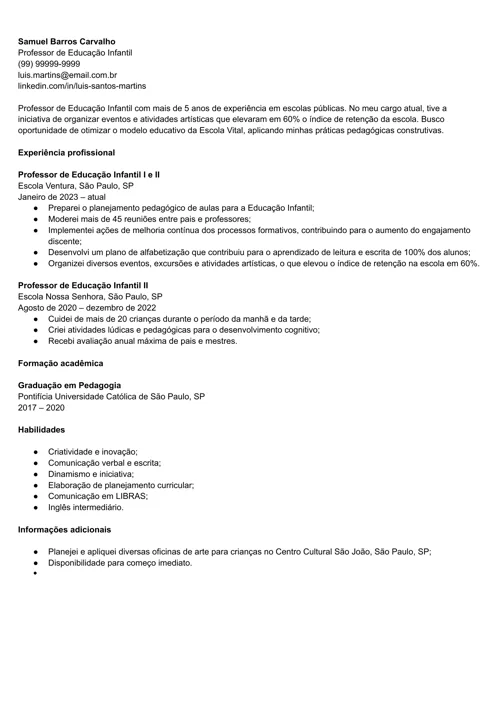  exemplo de currículo para enviar por email