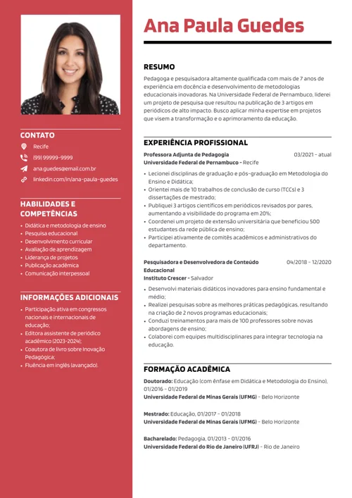 exemplo de currículo com escolaridade