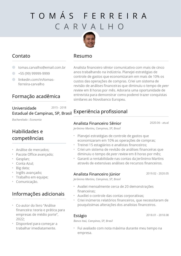 CV europeu profissional