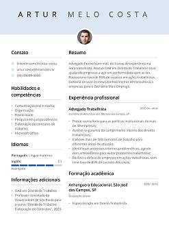 Exemplo de currículo de advogado