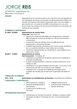 Exemplo de currículo de vendedor