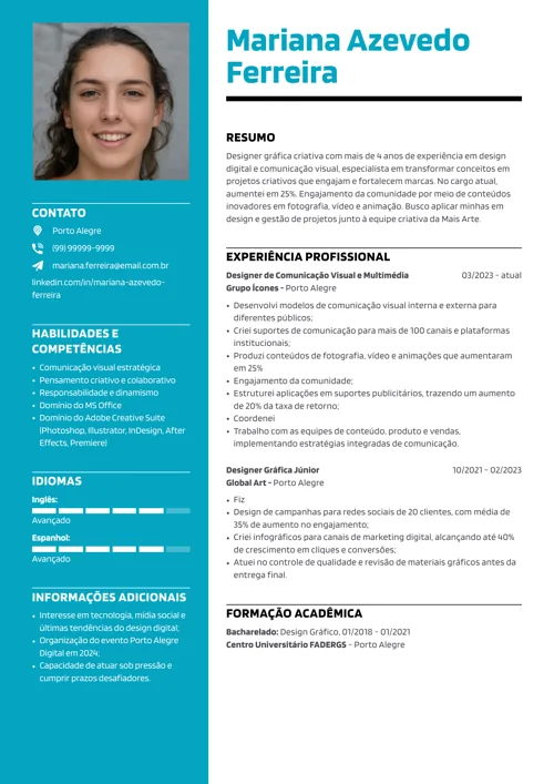 exemplo de currículo com fonte padrão