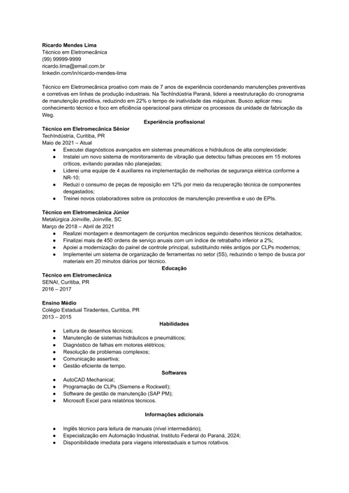 exemplo de currículo com habilidades