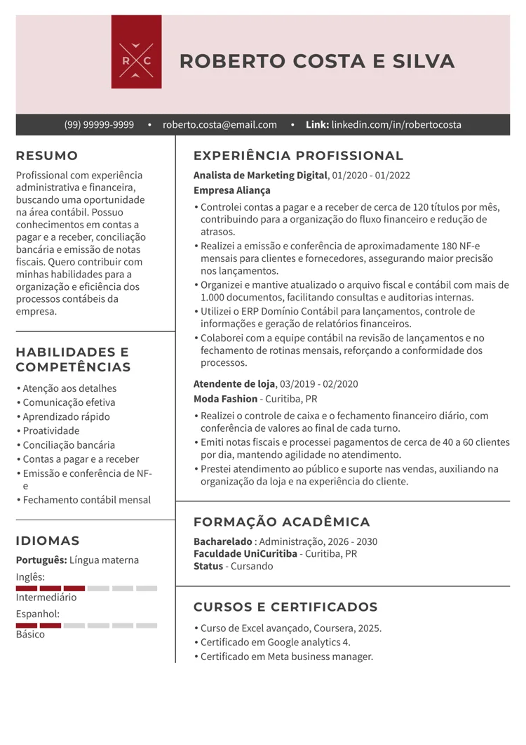 Currículo de ator