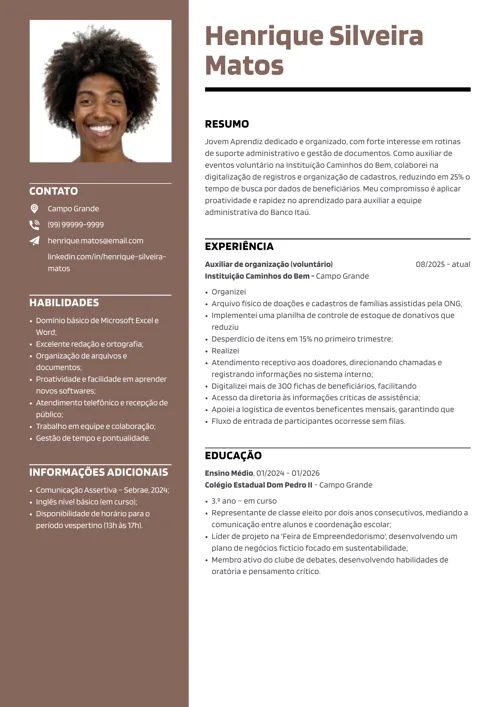 Modelo de currículo Jovem Aprendiz Word.