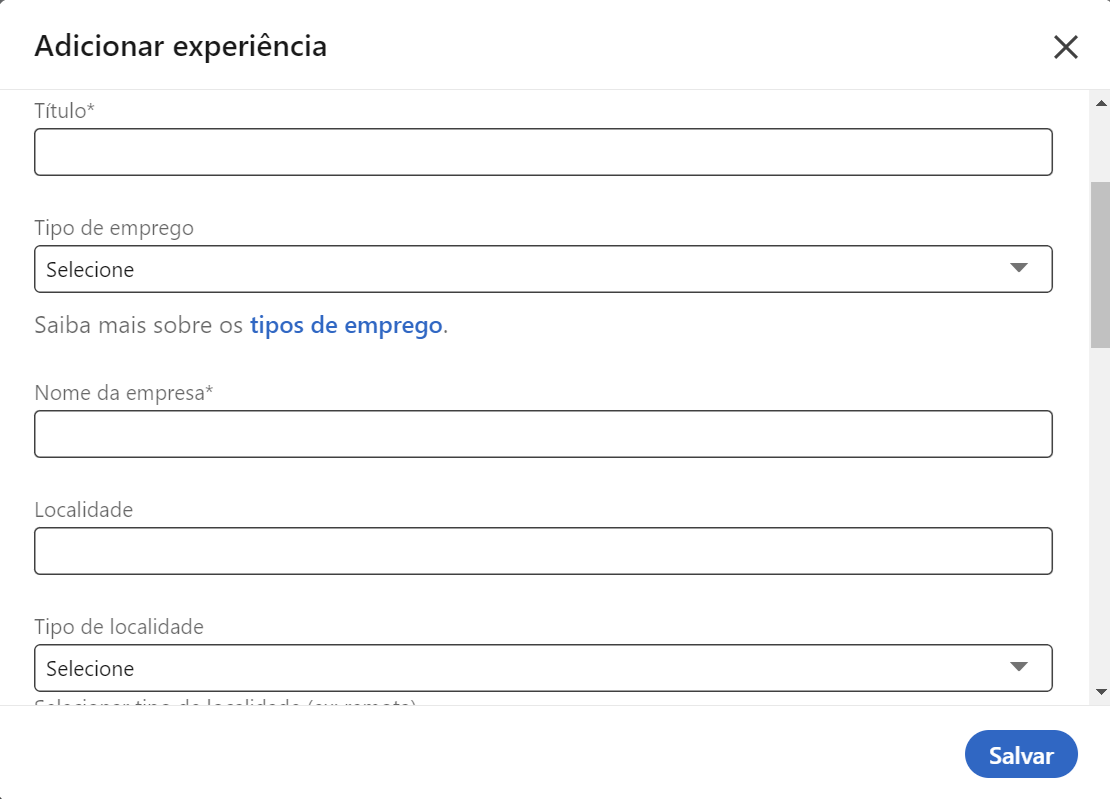 currículo linkedin experiência profissional