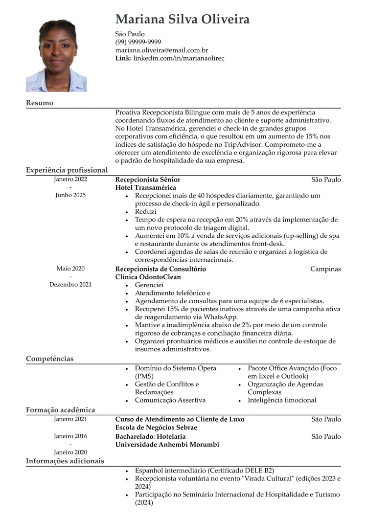 Modelo de currículo minimalista e básico