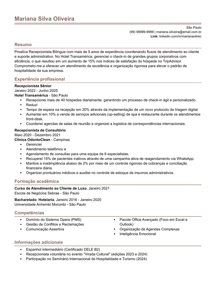 Curriculum vitae minimalista modelo tradicional